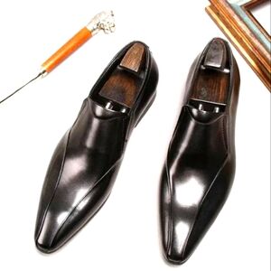 ENCORE FIESSO MEN'S ITALIAN LEATHER DRESS SHOE-size 10.5(US)-Jet Black